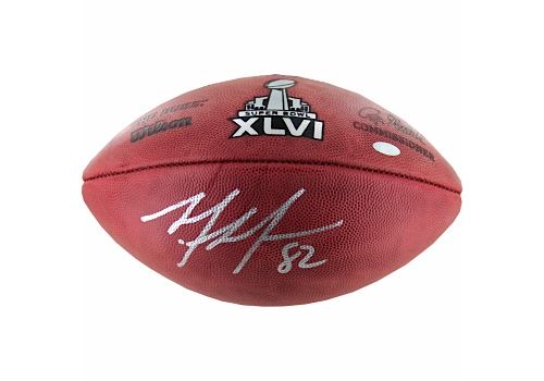 Mario Manningham Signed Super Bowl XLVI Football (Steiner Sports COA)